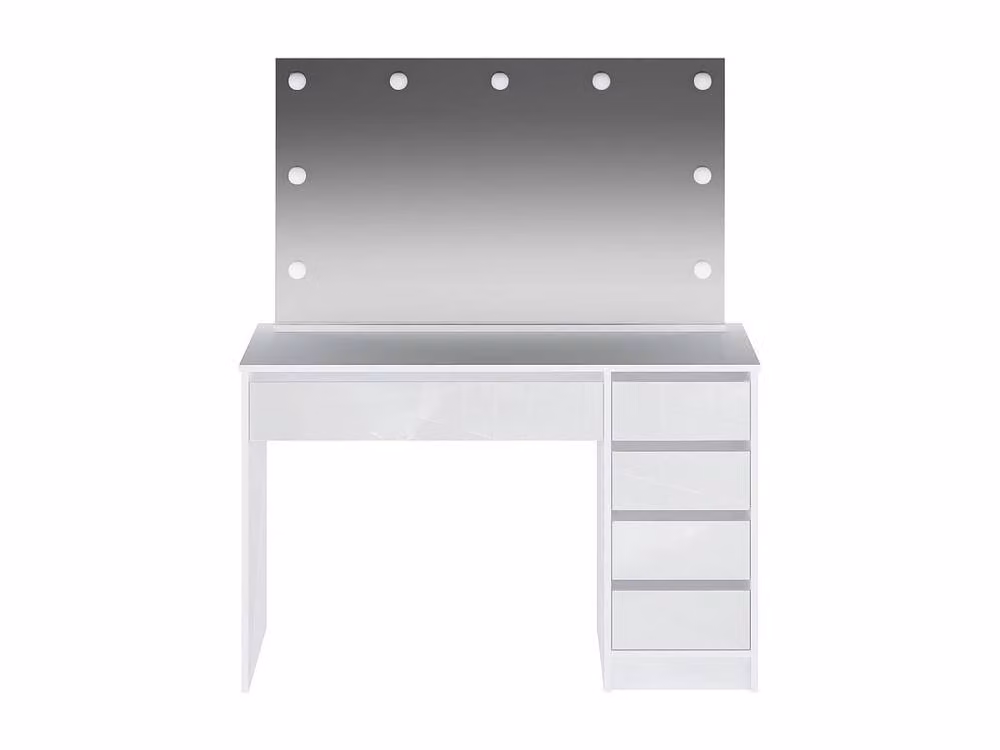 JENEMI Gloss White Dressing Table with LED Mirror and 5 Drawers, W: 120 cm, D: 55 cm, H: 142.6 cm – 2