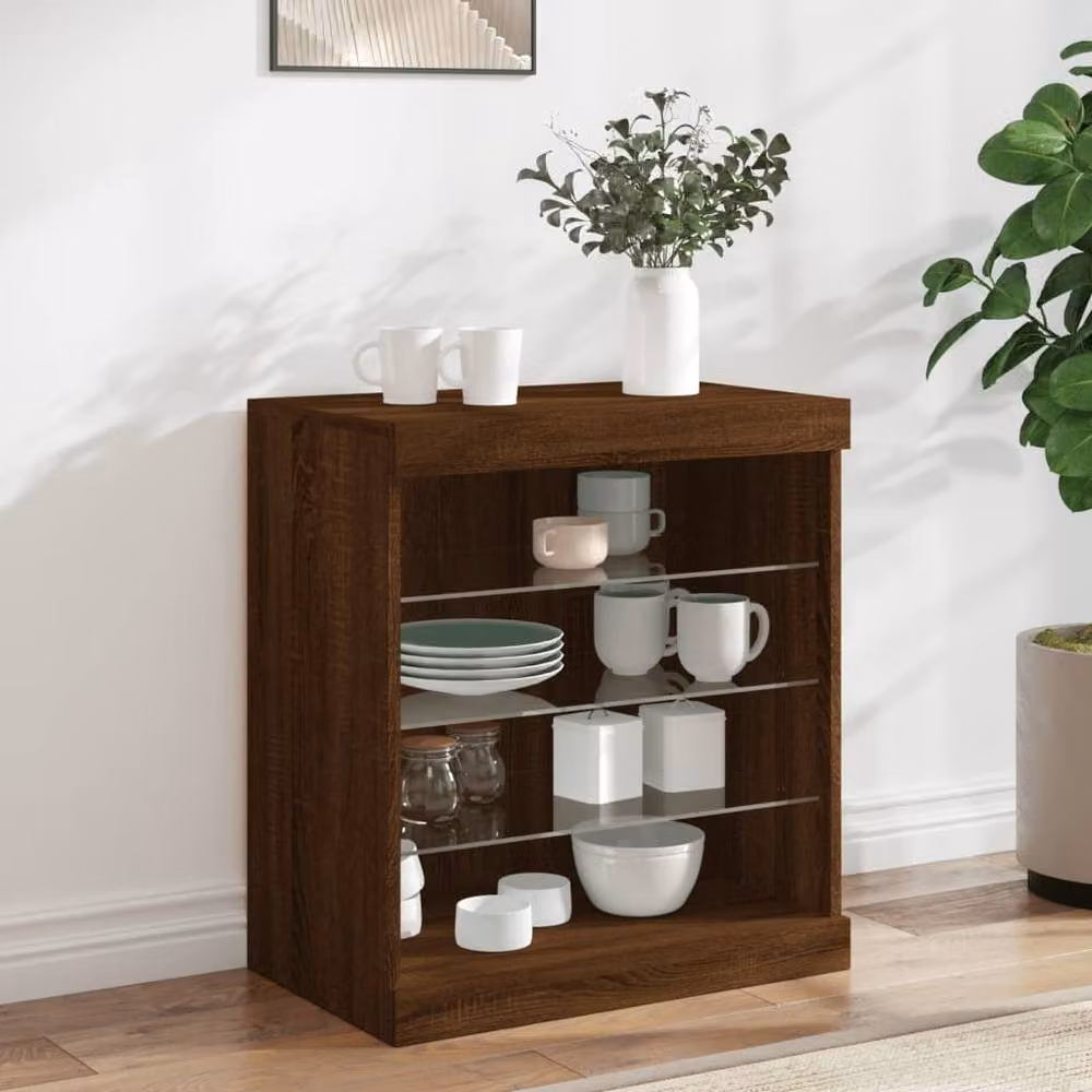 Berkfield Home Modern Sideboard with Integrated LED Lights in Brown Oak, W/D/H: 60.5 x 37 x 67 cm – 2