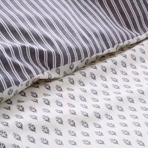 Bianca Amelie Single Reversible Cotton Percale Duvet Cover and Pillowcase Set, Blue, Duvet Cover: 135 x 200 cm, Pillowcase: 50 x 75 cm – 3