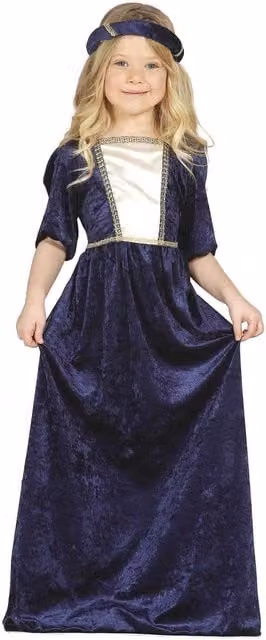 Fiestas Guirca Girls Medieval Costume Set in Blue and White