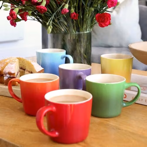 Argon Tableware Multicolour Ombre New Bone China Coffee Mugs, 330ml, Pack of 6 – 3