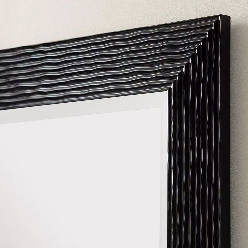 Yearn Mirrors Wave Gloss Black Full Length Rectangular Hanging Mirror H 168.5 cm x W 77 cm – 2