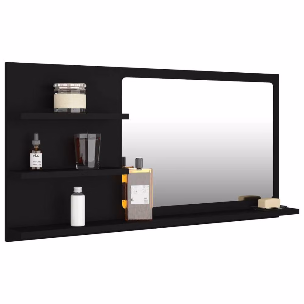 Berkfield Home Modern Black Bathroom Mirror, W/D/H: 90 x 10.5 x 45 cm – 3