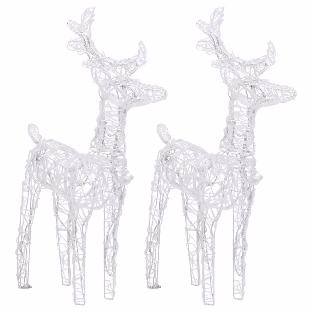 Berkfield Home Christmas Reindeers Set of 2, Warm White 80 LEDs, Acrylic Tabletop Decoration – 3