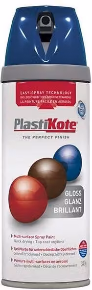 Plastikote Twist & Spray Gloss Blue Opaque Quick Drying Spray Paint 400 ml