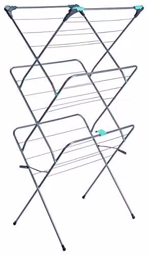 Addis 3 Tier Metal Airer with Hooks in Grey and Silver
