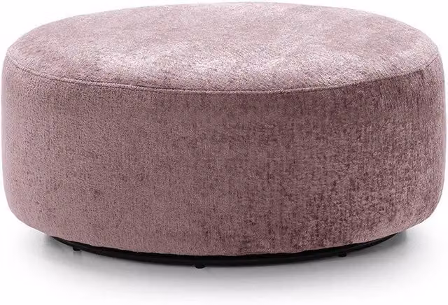 Abakus Direct Harriet Large Swivel Footstool in Pink Crushed Chenille, Diameter: 100 cm, Height: 40 cm – 2
