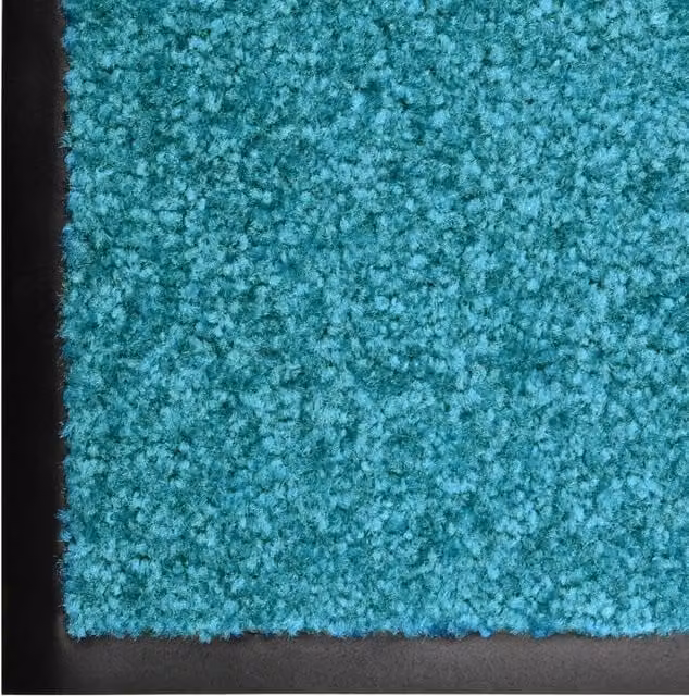 Berkfield Home Washable Non-Slip Pliable Doormat in Turquoise, W: 60 cm, D: 90 cm – 1