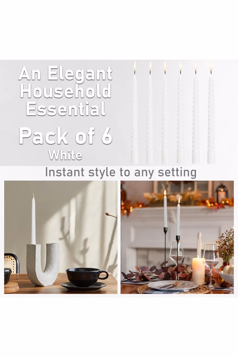 Deco Express White Spiral Twisted Tabletop Candles, Pack of 6 – 2