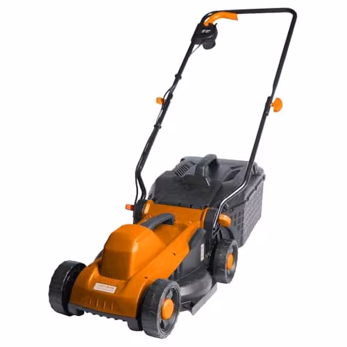 Lazy Tools Electric Lawn Mower, 1200W, Orange, 320mm Cutting Width, 30L Collection Bag