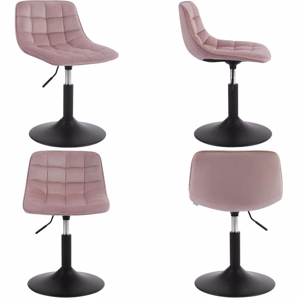 SPETLEK Height Adjustable Dressing Table Chair in Pink Velvet – 2