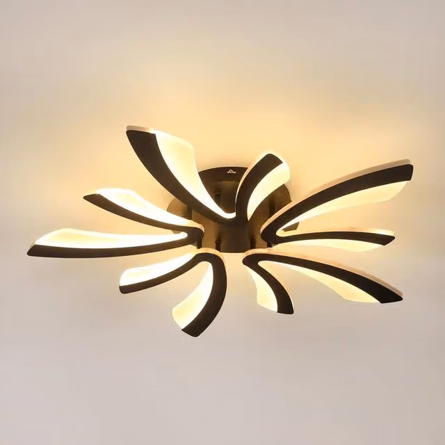Goeco Modern Round LED Ceiling Light in Black, 50W, 3000K Warm White, Diameter: 68 cm