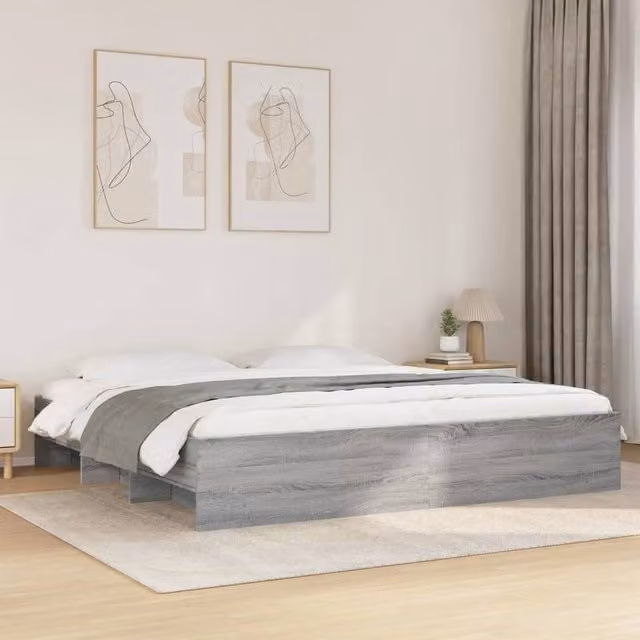 Berkfield Home Super King Bed Frame in Grey Sonoma, W/D/H: 180 x 200 cm