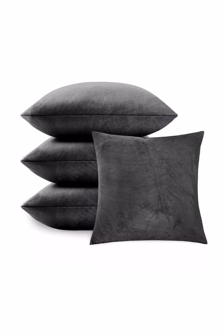 KDMD 4 Pack Grey Velvet Square Cushion Covers, W/D/H: 45 x 45 x 45 cm
