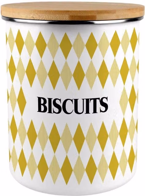Purely Home Extra Large Argyle Print Biscuit Tin in Yellow