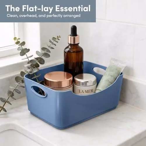 Keplin 6 Pack Plastic Storage Baskets with Handles in Blue, W: 33.3 cm, D: 23.4 cm, H: 14 cm – 2