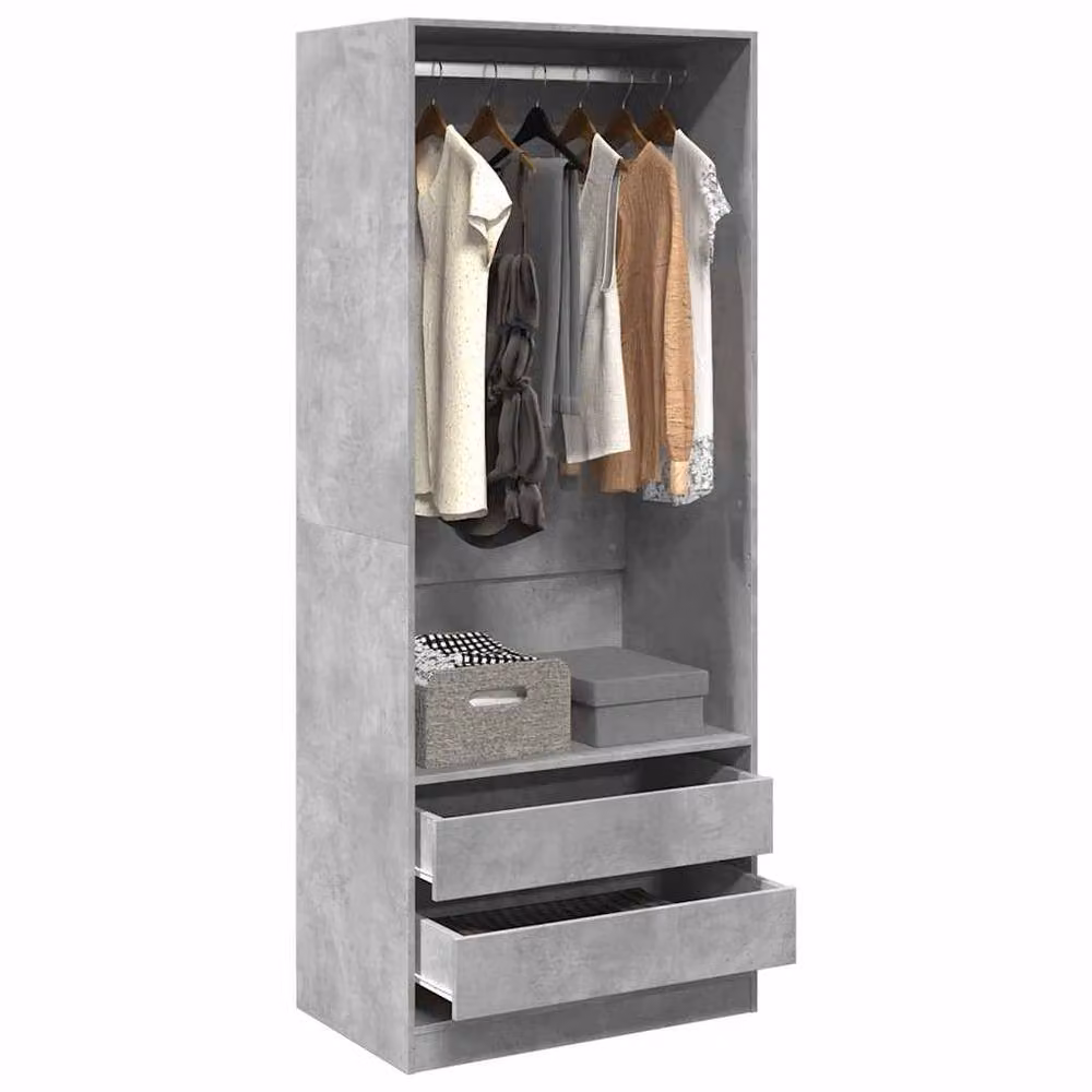 Berkfield Home Grey Minimalist Wardrobe with Integrated Drawers, W/D/H: 80 x 50 x 200 cm – 2