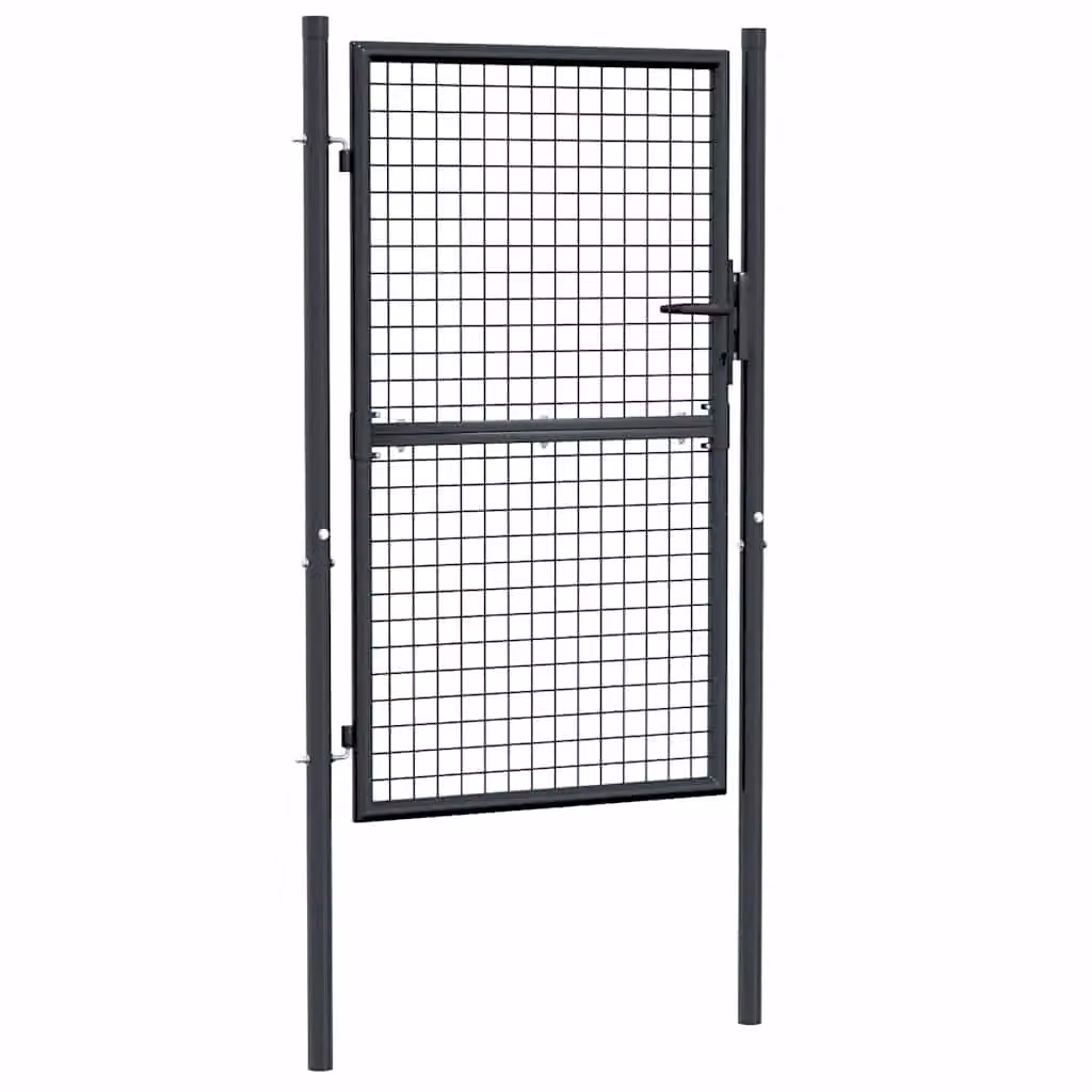 Berkfield Home Grey Galvanised Steel Mesh Single Swing Garden Gate, W: 100 cm, H: 200 cm – 2