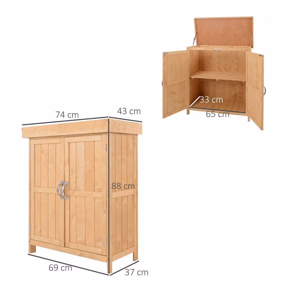 STILVORA Freestanding Rustic Garden Storage Cabinet with Hinged Doors and Internal Shelves in Brown and Beige – 2
