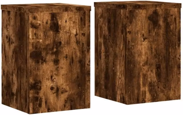Berkfield Home Set of 2 Modern Square Plant Stands in Smoked Oak Brown, W/D/H: 20 x 20 x 30 cm – 1