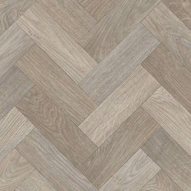 Vinyl Flooring UK Neutral Herringbone Wood Effect Vinyl Flooring Sheet in Beige, Thickness: 2.8 mm, W/D/H: 400 x 400 cm