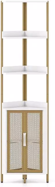 VOGREX White 6-Tier Corner Plant Stand Freestanding Metal Storage Rack with Adjustable Shelves
