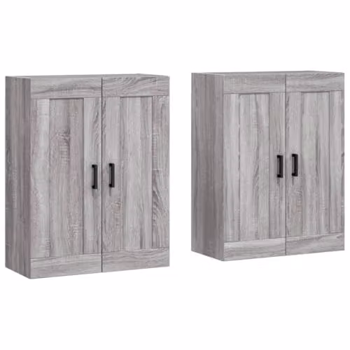 vidaXL Set of 2 Wall Mounted Cabinets in Grey Sonoma Matt MDF with Hinged Doors