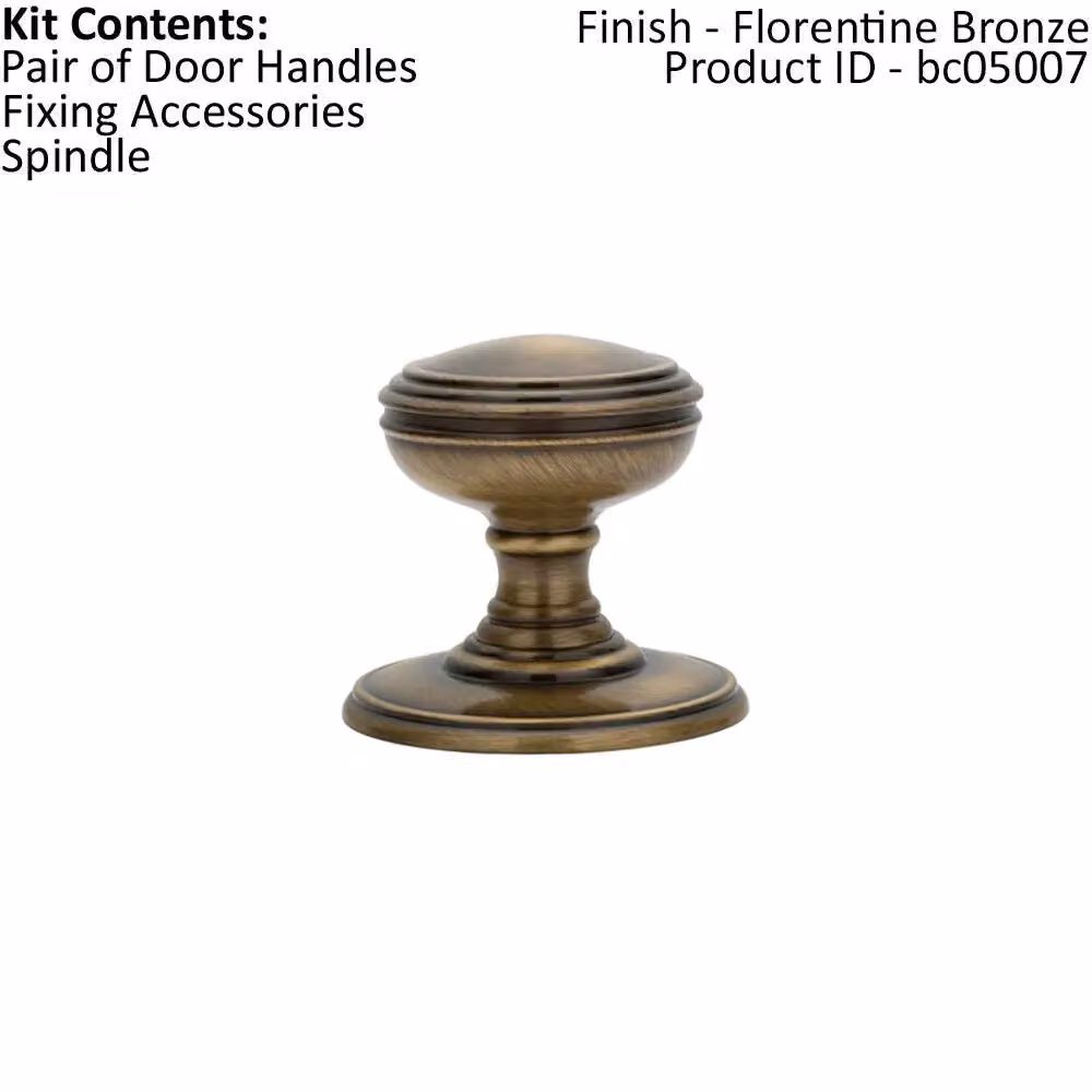 Loops Pair of Textured Mortice Door Knobs in Florentine Bronze, 70mm Diameter – 2