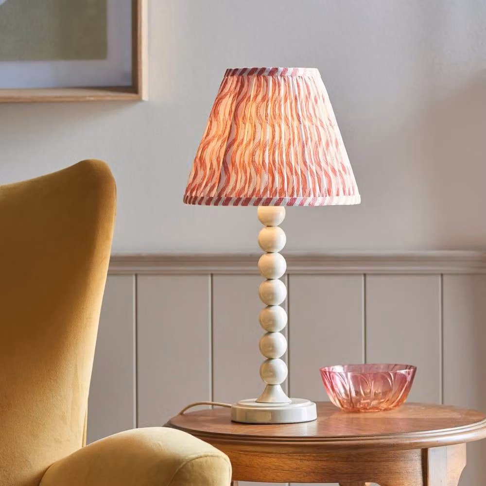 Netlighting Higgledy Table Lamp in Almond White with Pink Fabric Shade, Diameter: 25 cm, E14 – 2