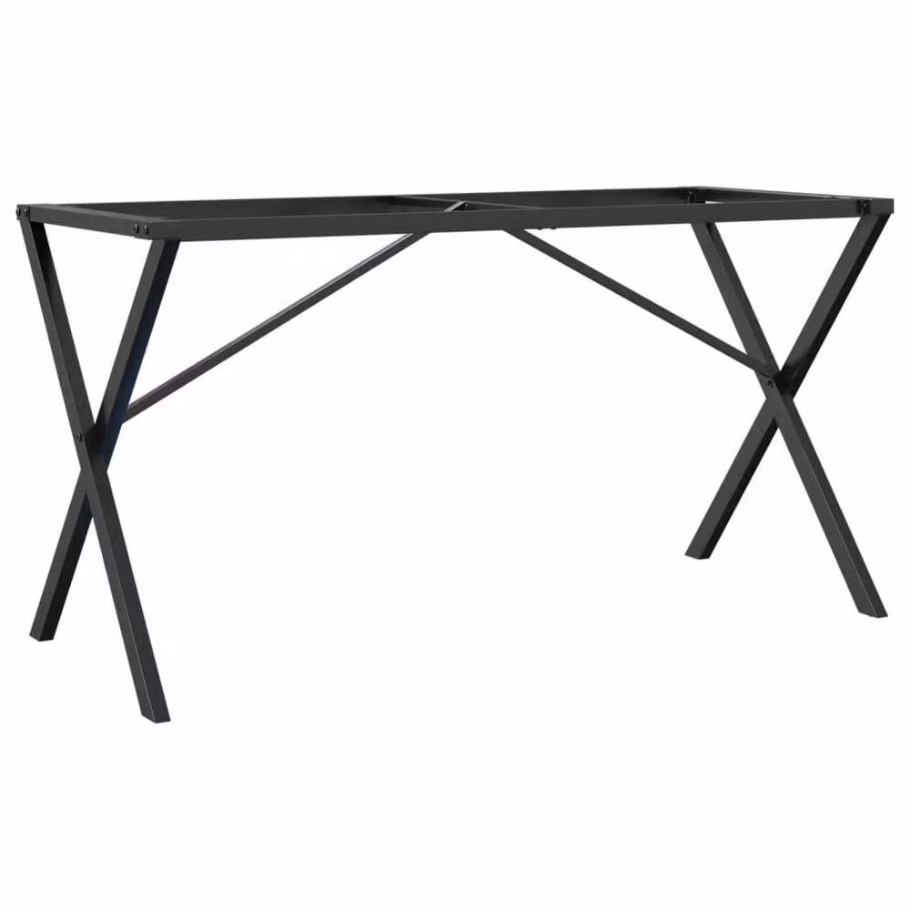 Berkfield Home Durable X-Frame Dining Table Legs in Black Steel, W/D/H: 140 x 60 x 73 cm – 2