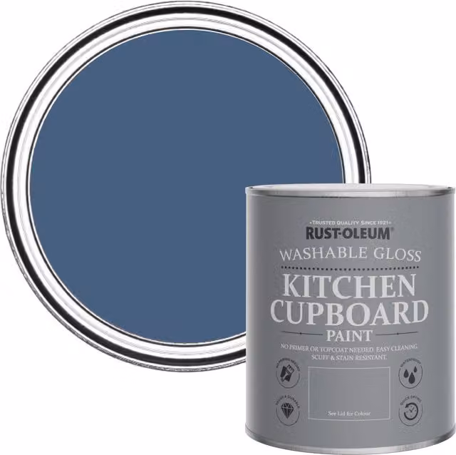 Rust-Oleum Kitchen Cupboard Paint in Gloss Finish, Blue, 0.75 l