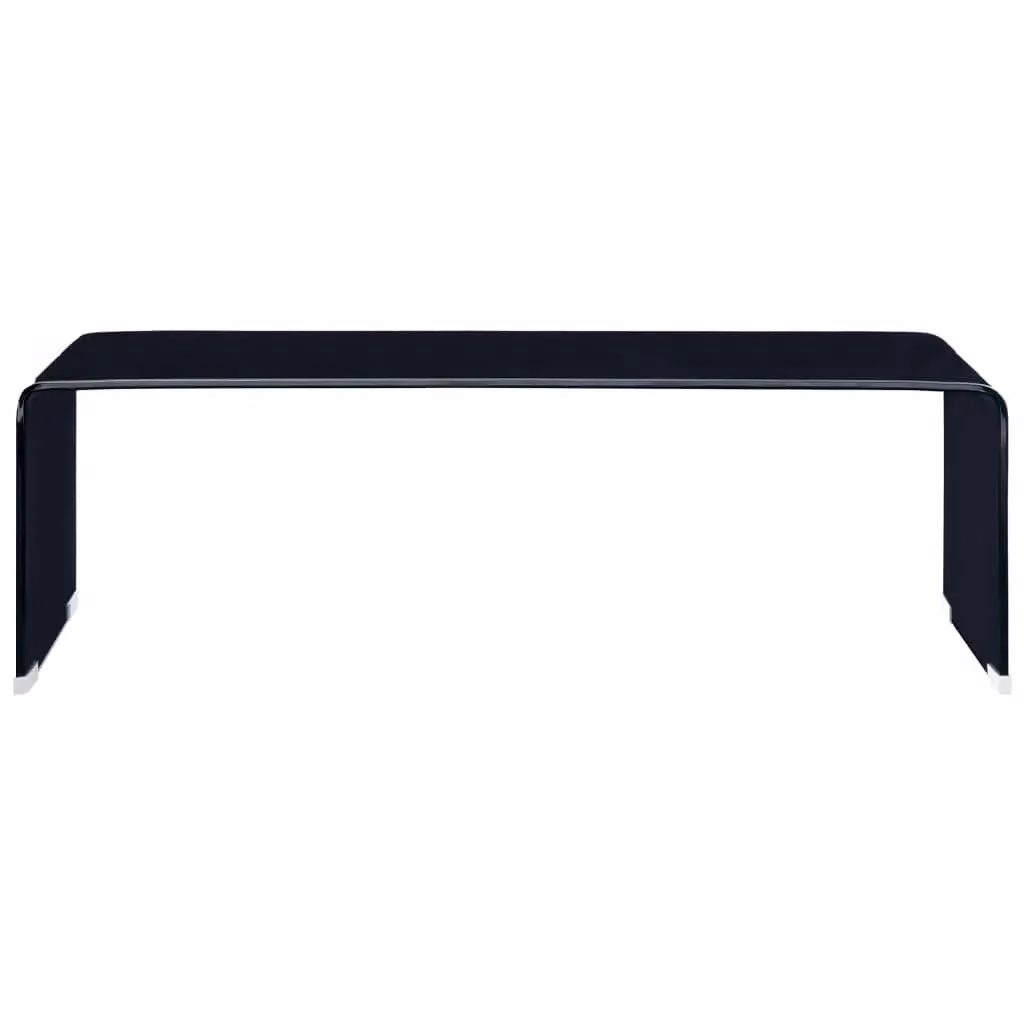 Berkfield Home Black Tempered Glass Coffee Table W: 98 cm, D: 45 cm, H: 31 cm – 2