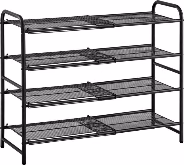 Yaheetech Expandable Metal Shoe Storage Rack in Black