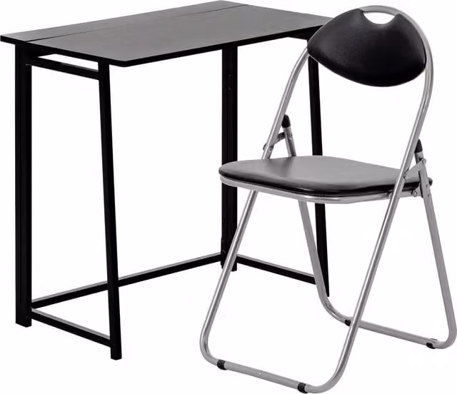 Harbour Housewares Folding Wood Desk and Chair Set in Black – 1