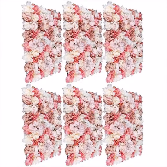 Nordara 6-Piece Pink Silk Hydrangea Flower Panel Wedding Backdrop Decor – 1
