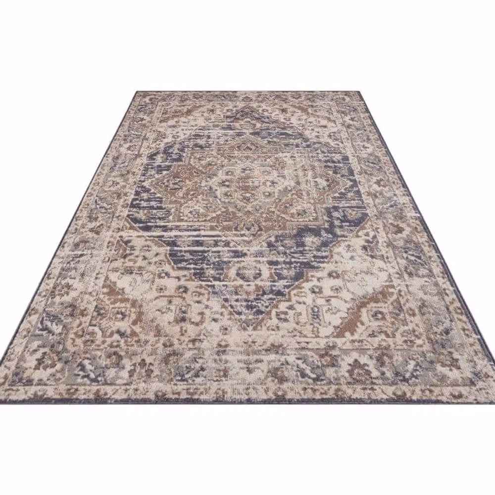 THE RUGS Terrain Designer Blue Medallion Shortpile Polypropylene Rug, W: 120 cm x D: 170 cm – 3