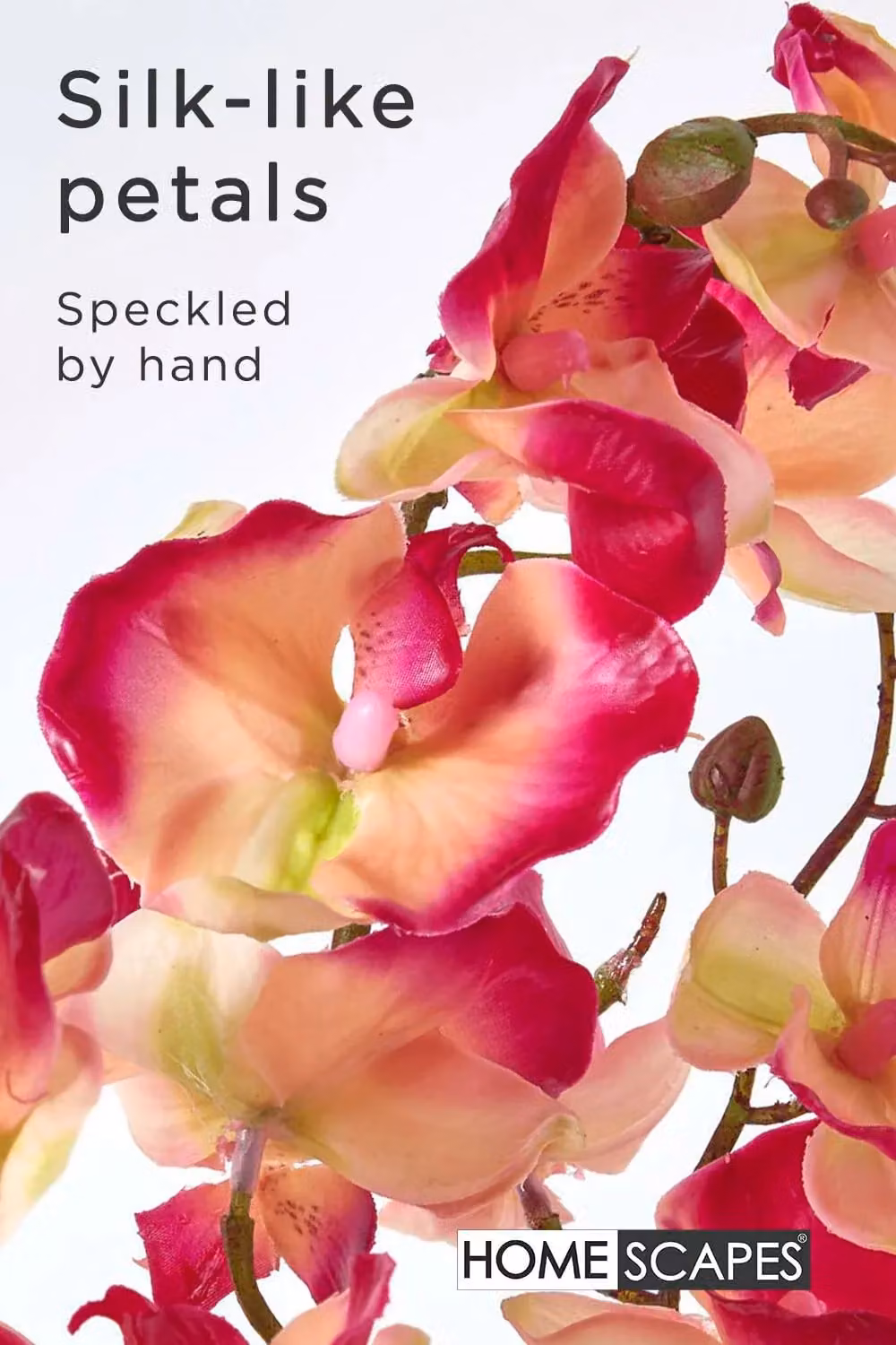 Homescapes Pink, Black and Green Oriental Phalaenopsis Artificial Orchid with Textile and Stone Base, Height: 60 cm, W/D/H: 18 x 18 x 60 cm – 2