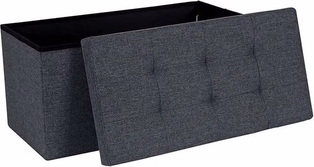 FORGEVIO Dark Grey Folding Ottoman Storage Box W/D/H: 110 x 38 x 38 cm