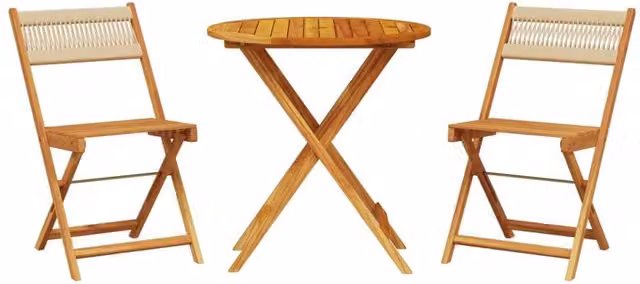 Berkfield Home 3 Piece Bistro Set in Beige Polypropylene and Acacia Wood