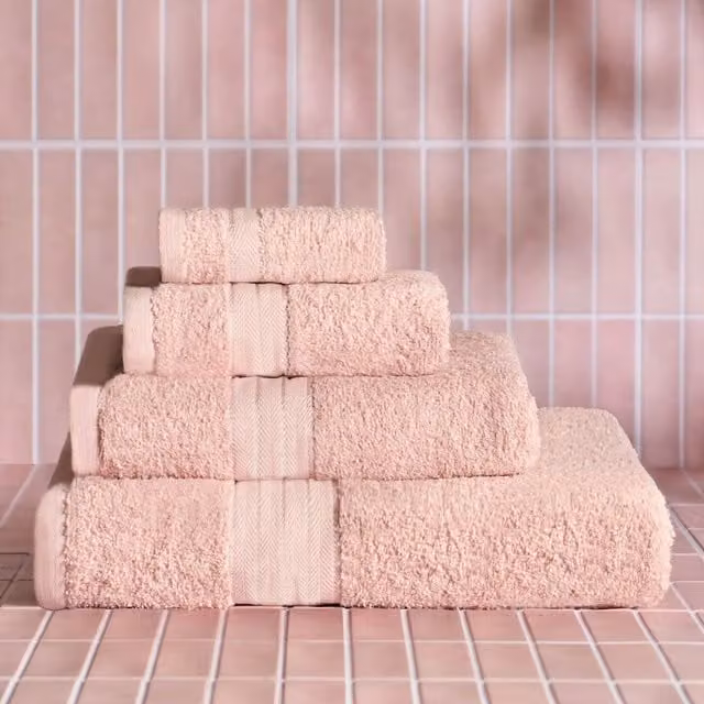 OHS 10 Pack of Fluffy 100% Cotton Terry Bathroom Hand Towels in Pink
