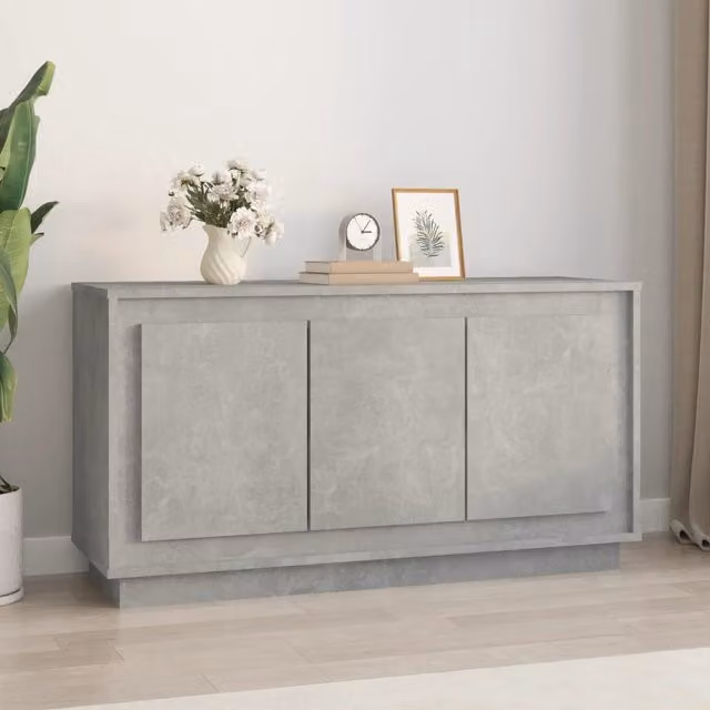 Berkfield Home Concrete Grey Sideboard in Engineered Wood, W/D/H: 102 x 35 x 55 cm