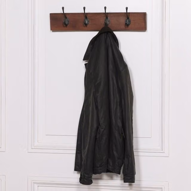 Glasstone 4 Hook Wooden Coat Hanger, Brown, W: 60.5 cm