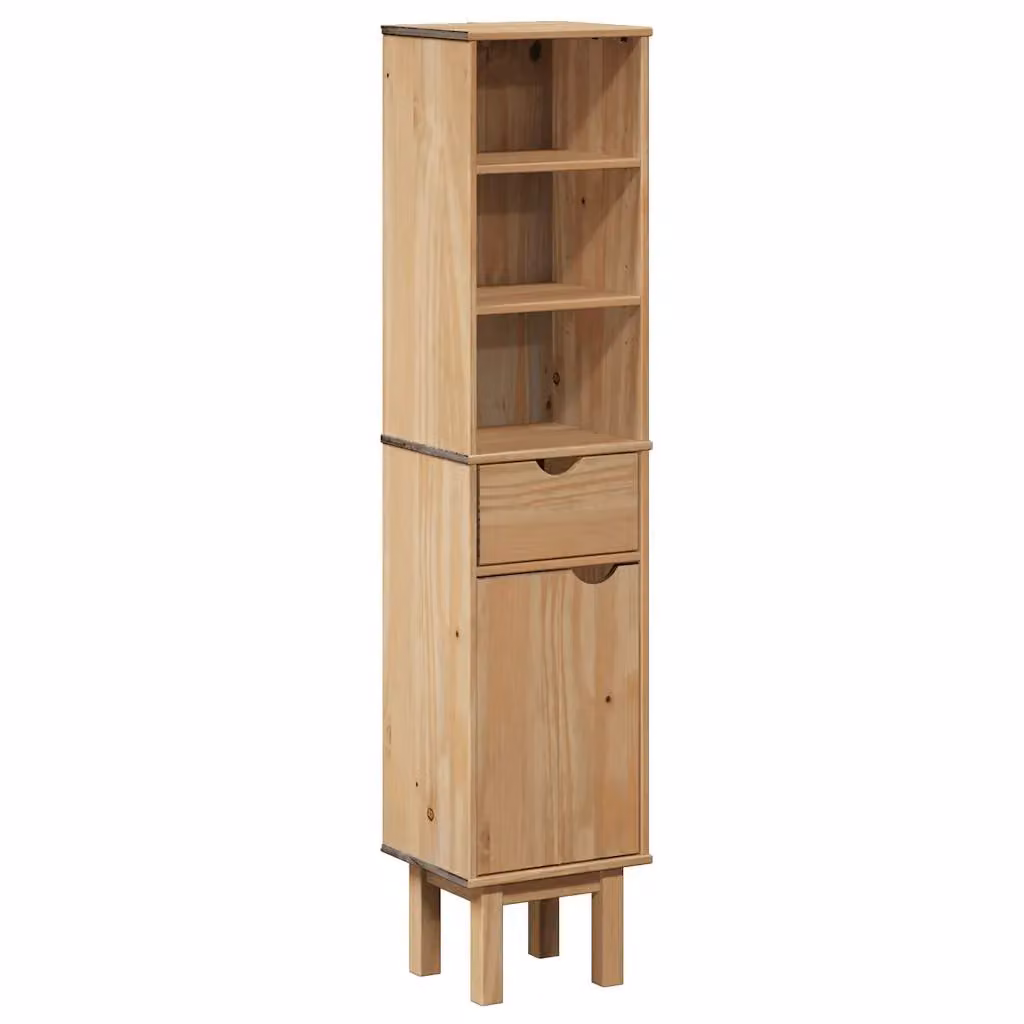 Berkfield Home OTTA Wall Mounted Bathroom Cabinet in Brown Solid Pine Wood, W/D/H: 35 x 30 x 159 cm – 2