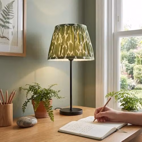 Happy Homewares Green Pleated Cotton Fabric Cylinder Lamp Shade with White Lining, W/D/H: 18 x 18 x 25 cm – 4
