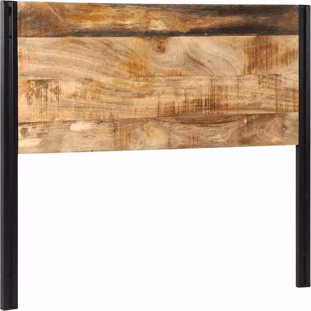 Berkfield Home Industrial Mango Wood and Iron Headboard, Brown, Width: 120 cm