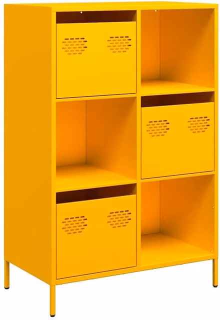 Berkfield Home Highboard in Mustard Yellow, W/D/H: 68 x 39 x 103.5 cm