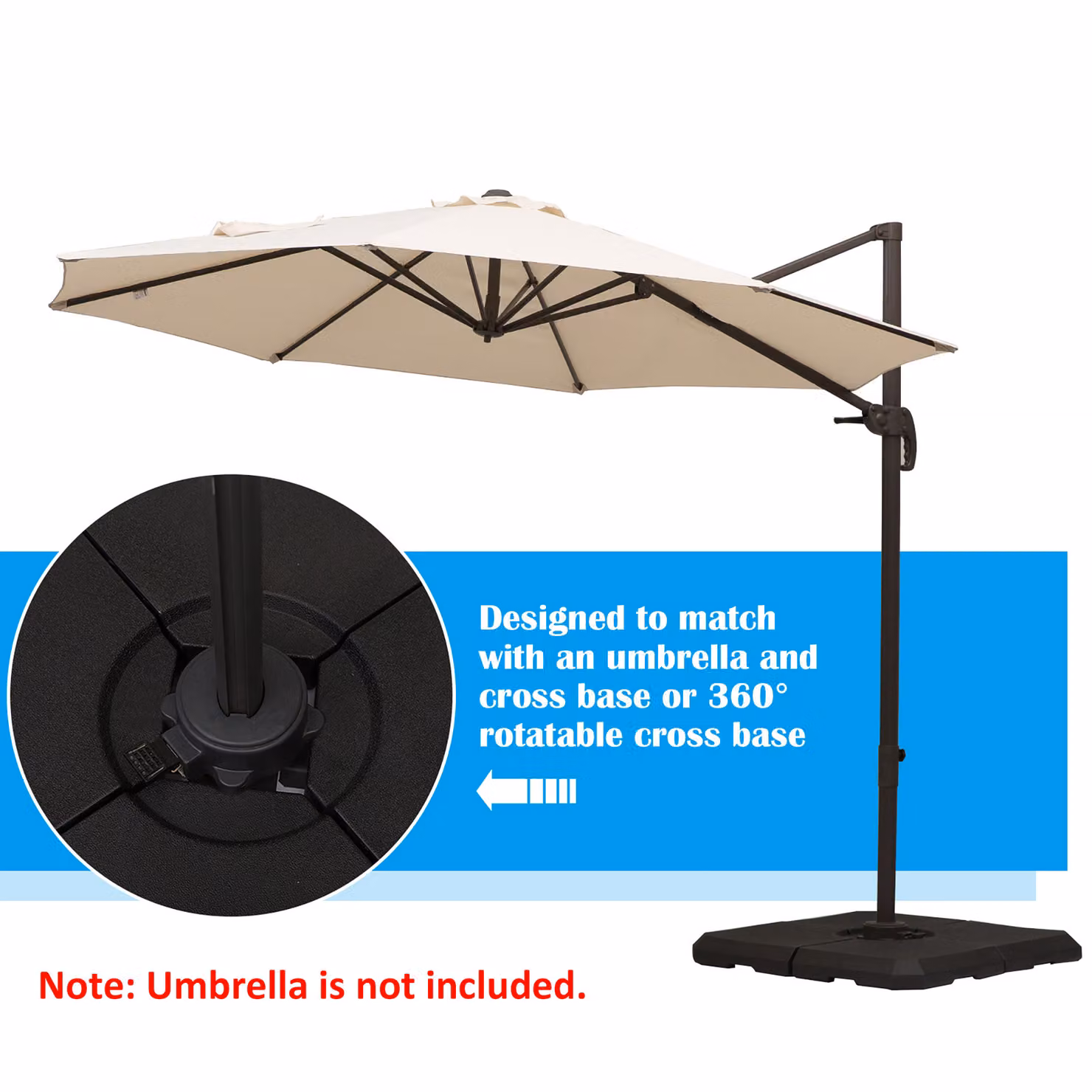 Outsunny Black HD Polyethylene Sand or Water Fillable Parasol Base – 5