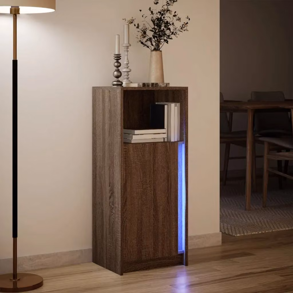 Berkfield Home Modern Brown Oak Sideboard with Integrated LED Lighting, W/D/H: 42.5 x 34 x 100 cm – 2