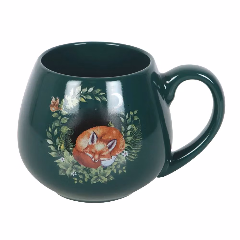 Something Different Sleeping Fox Rounded Ceramic Mug in Green – 2