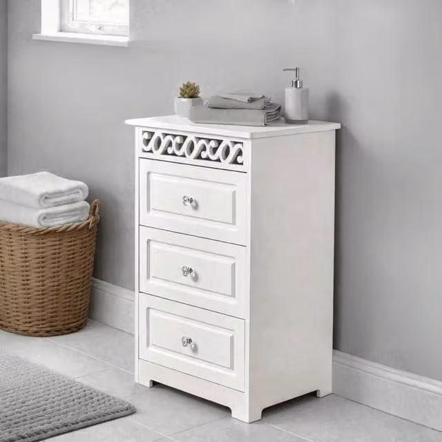 Home Source Whitehaven Classic 3 Drawer Chest Storage Unit in White